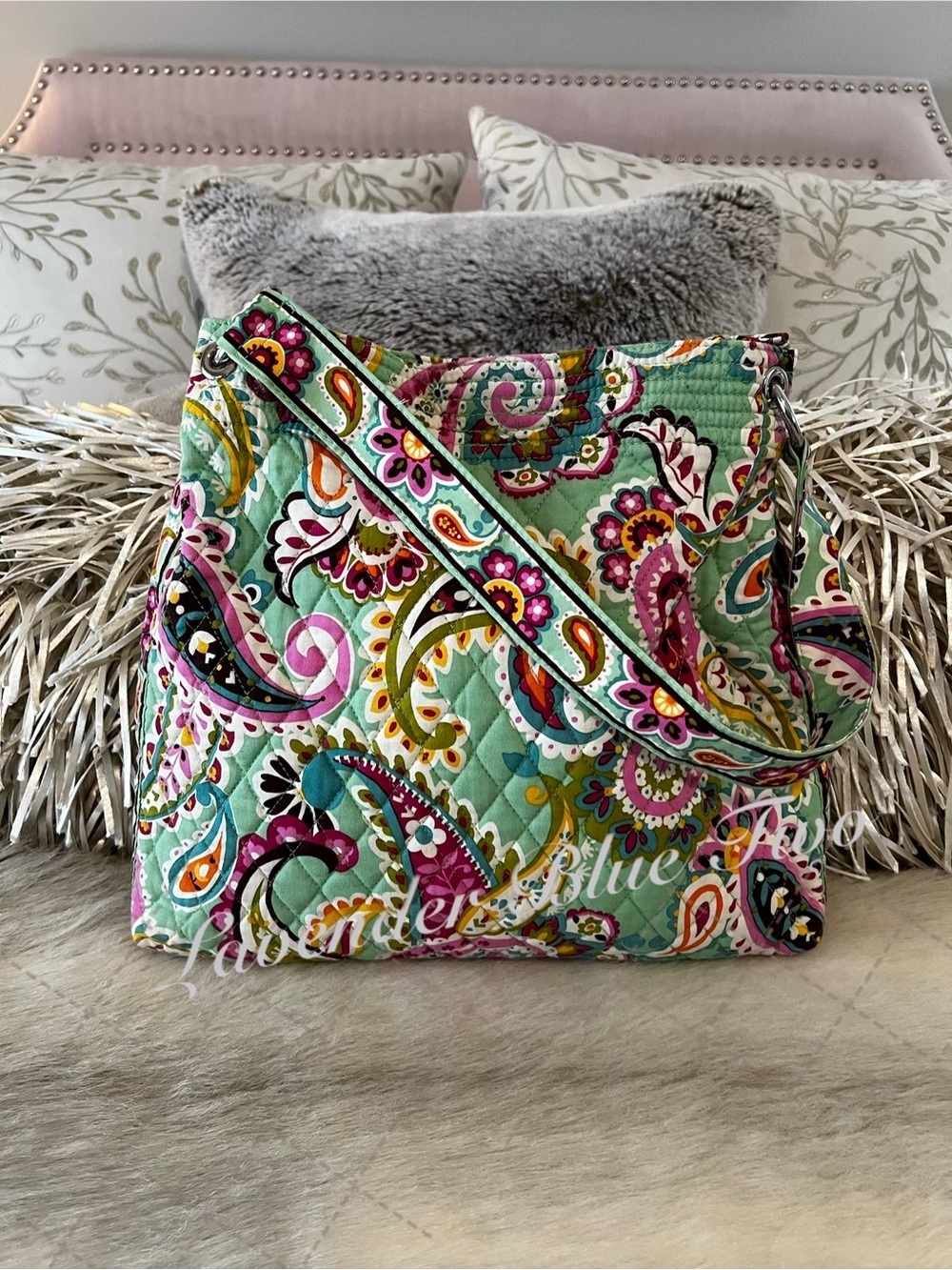 VERA BRADLEY Tutti Frutti 2013 Holiday Tote Green Pink Paisley Snap Satchel Y2K